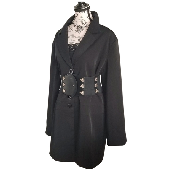 Y2K Basic Minimalist Black Long Blazer Size 20 - Picture 7 of 8